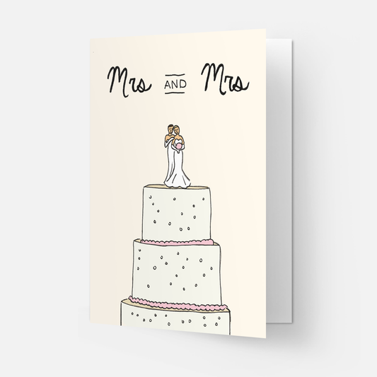 Wedding cake greeting card: Mrs & Mrs