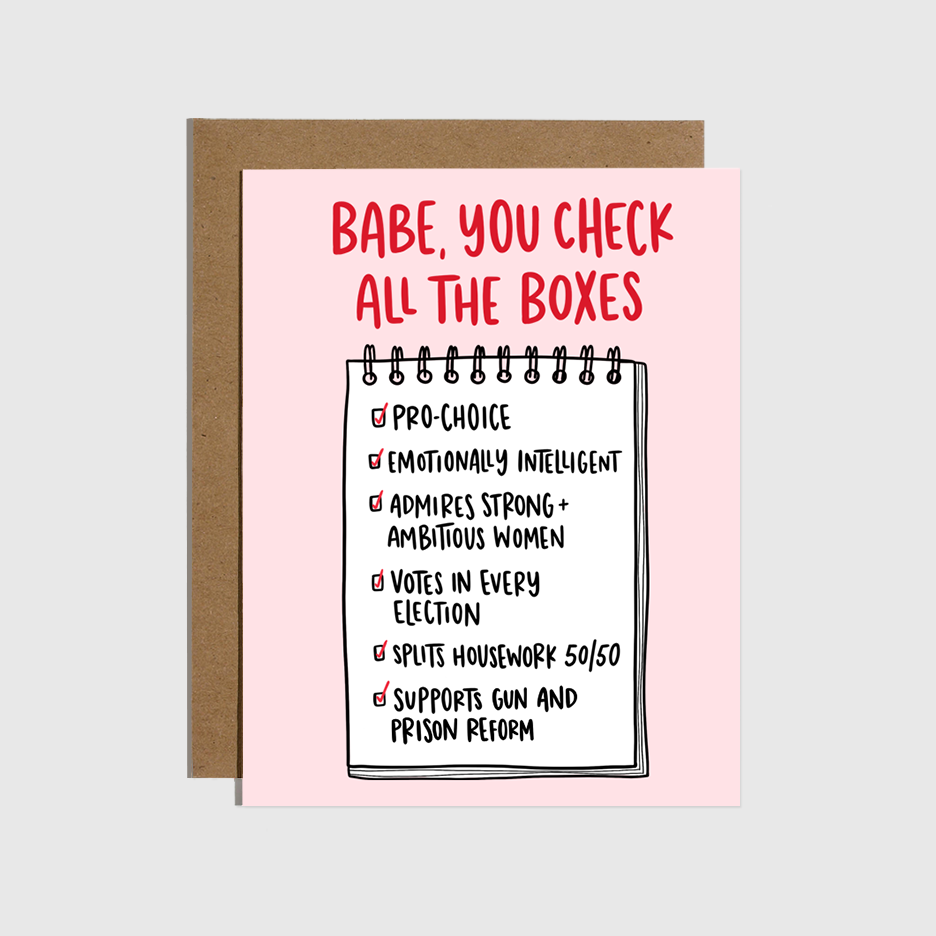 You Check All The Boxes Feminist Love Card
