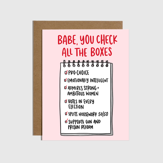 You Check All The Boxes Feminist Love Card