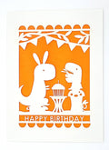 Bunny and Dino Birthday Party Card
