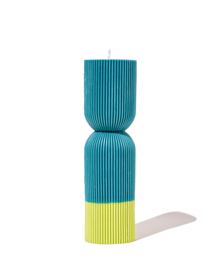 Color Block Pillar Candle - Jade Green/ Lime