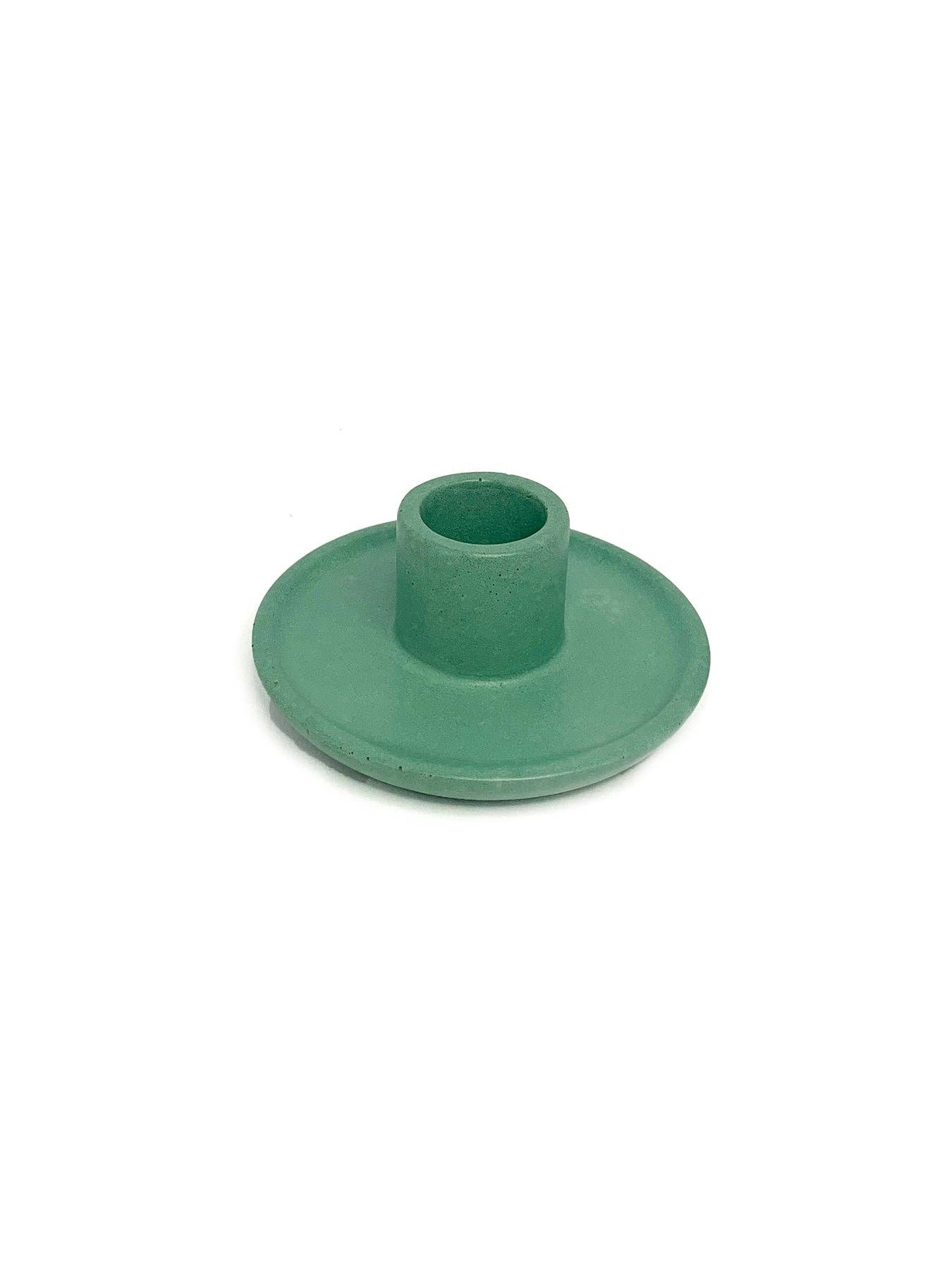 Mesa Concrete Candlestick Holder - Sea Green