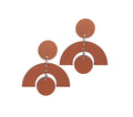 Two Moons Dangle Earrings: Pumpkin Wood