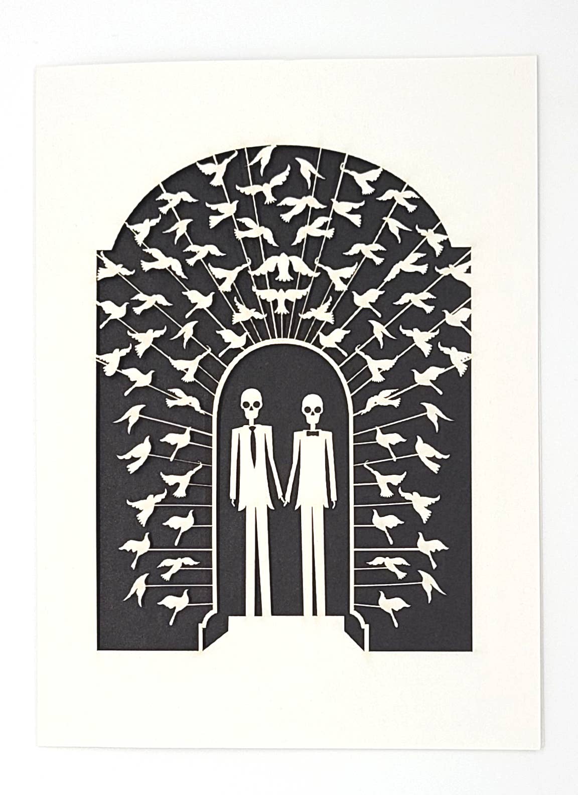Groom and Groom surrounded by Doves - love is love: Black / A2