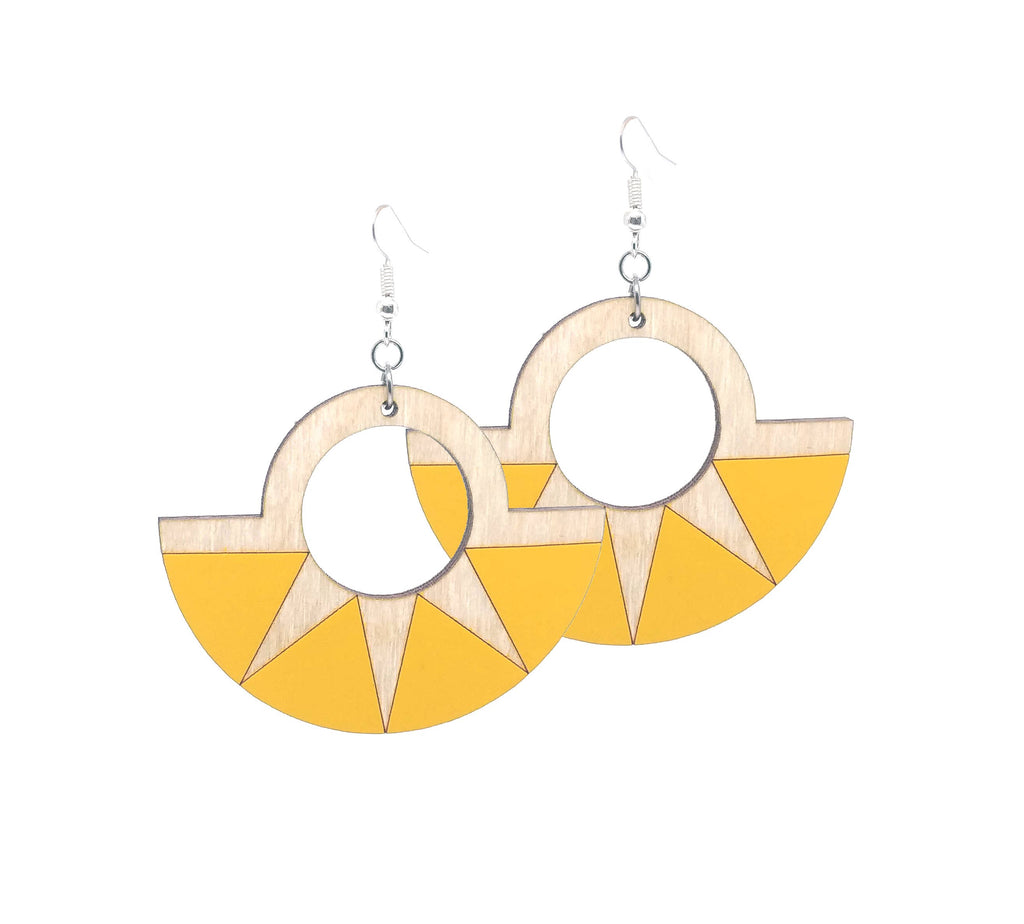 Sun Ray Dangle Earrings: Yellow
