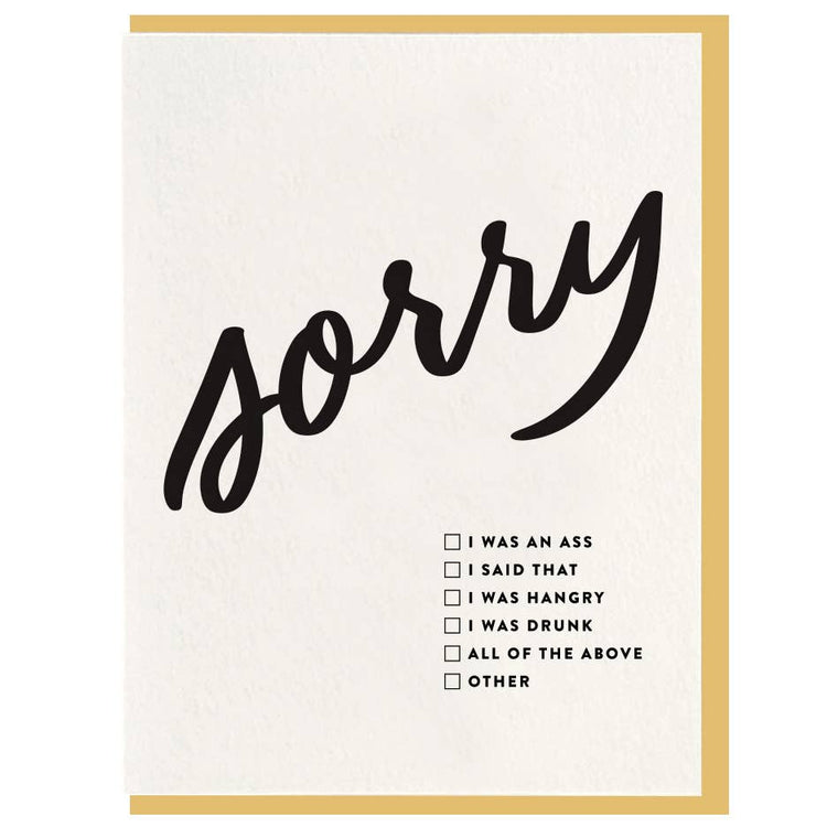 Sorry Checkbox Card