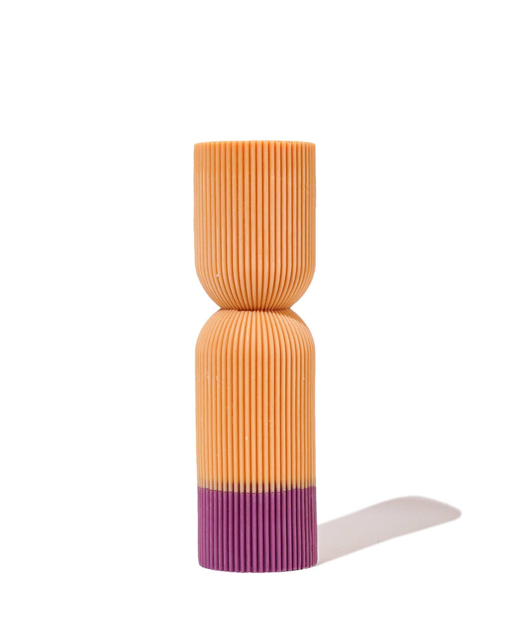 Color Block Pillar Candle - Yellow/ Plum