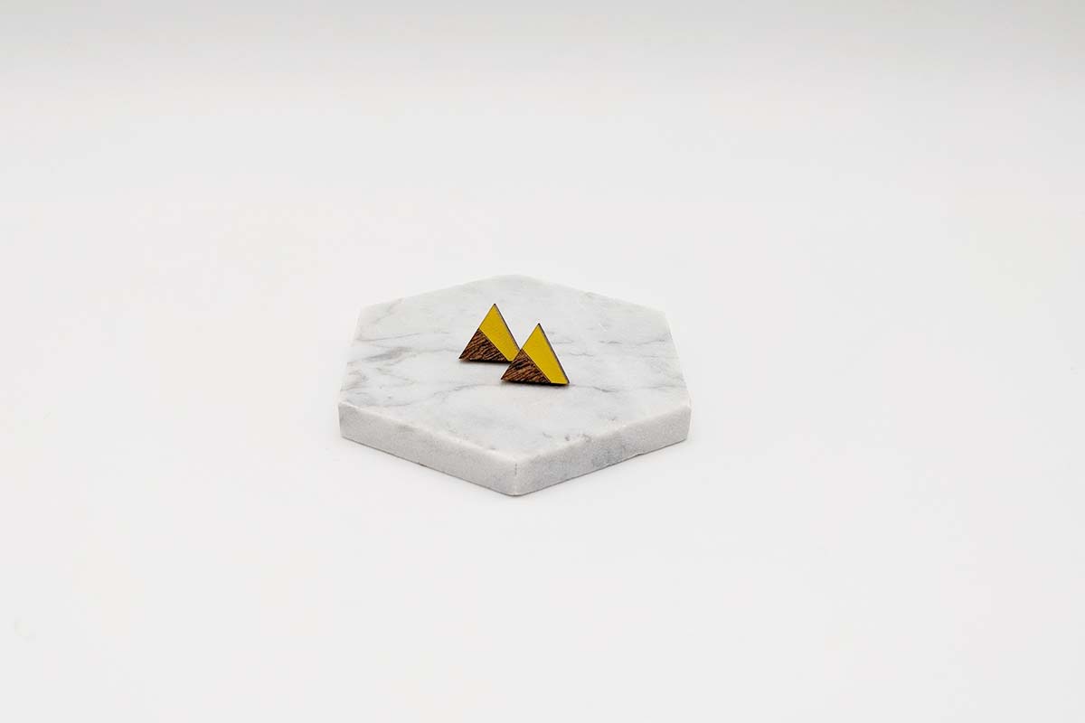 Triangle Yellow Dipped Stud Earrings
