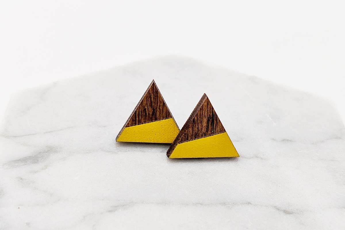 Triangle Yellow Dipped Stud Earrings