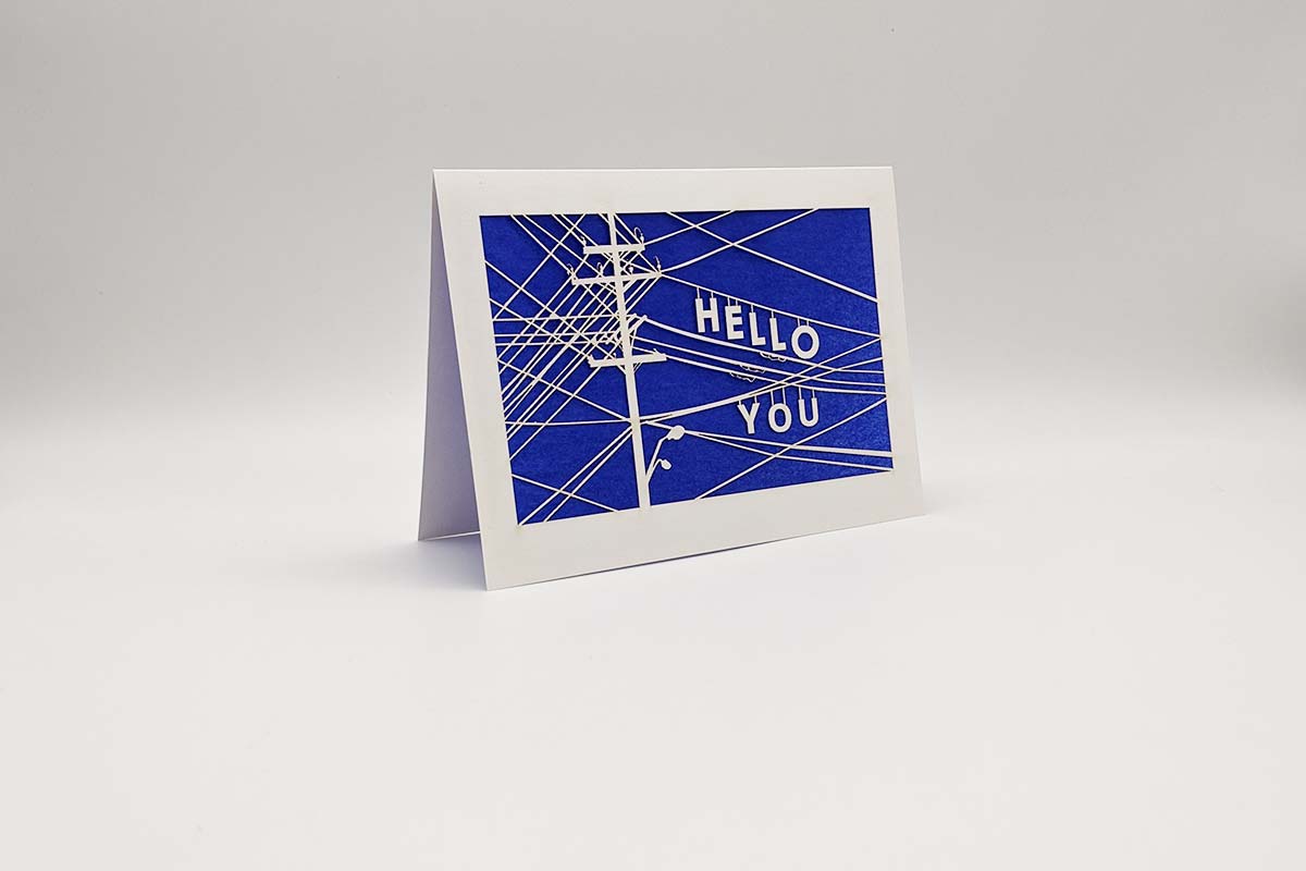 Hello - Telephone Lines Laser Cut Card