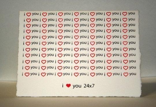 I 'heart' You 24 x 7 Screen Printed Card