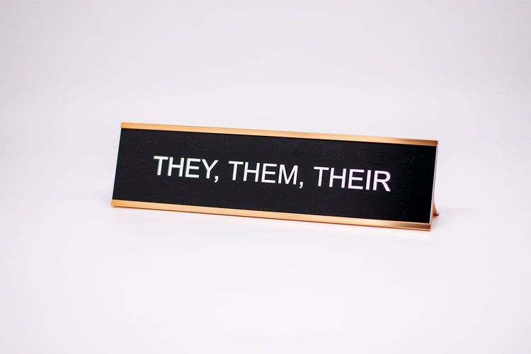 They Them Their Desk Name Plate