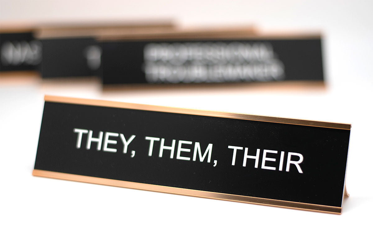 They Them Their Desk Name Plate