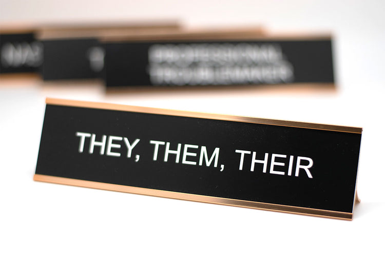They Them Their Desk Name Plate