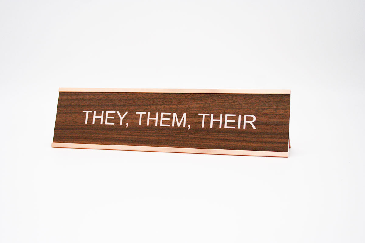They Them Their Desk Name Plate