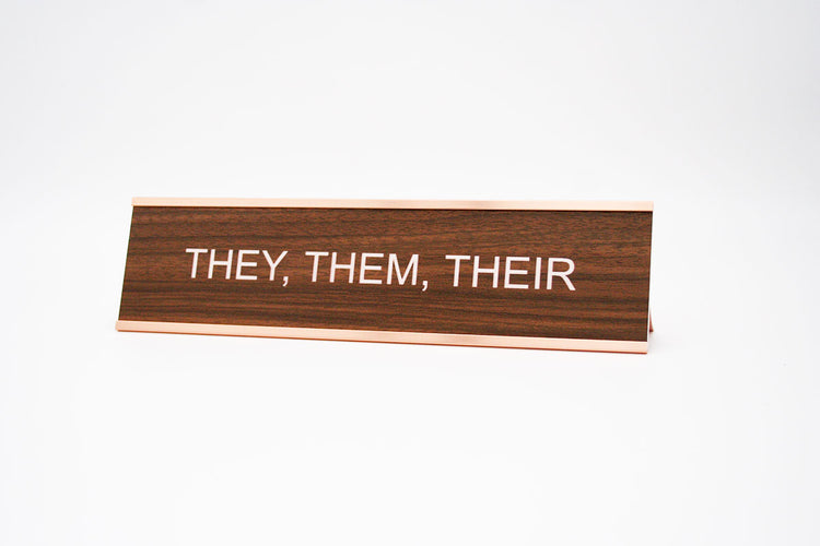 They Them Their Desk Name Plate