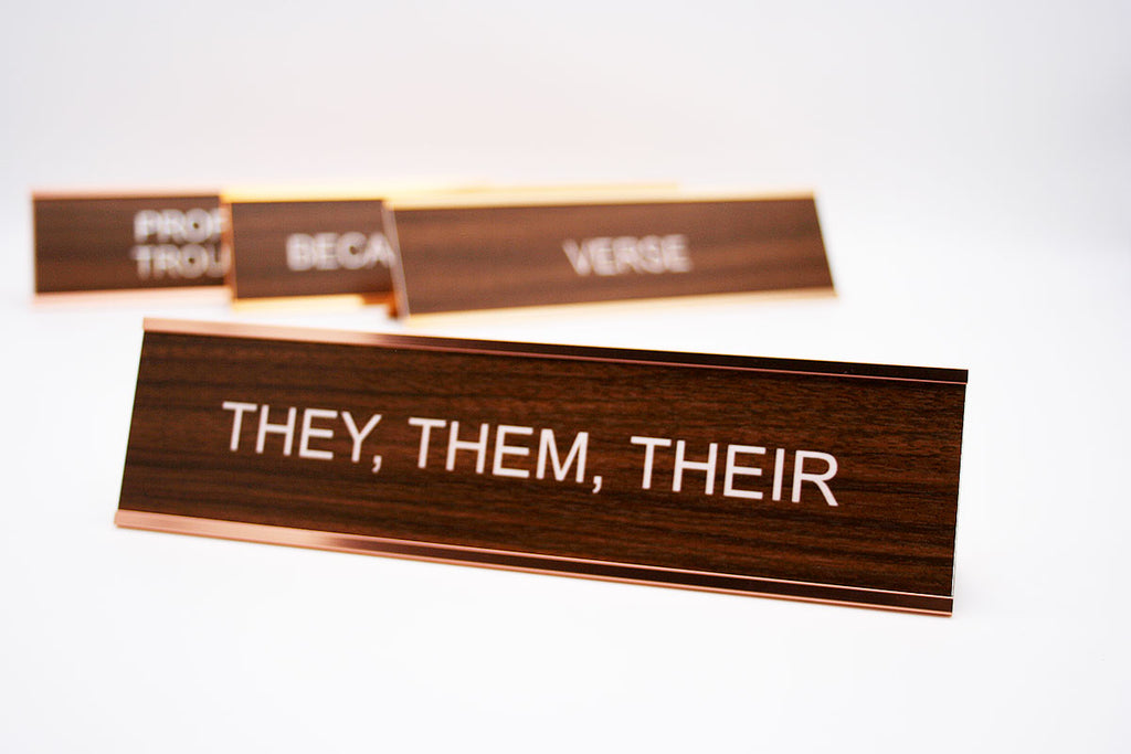 They Them Their Desk Name Plate