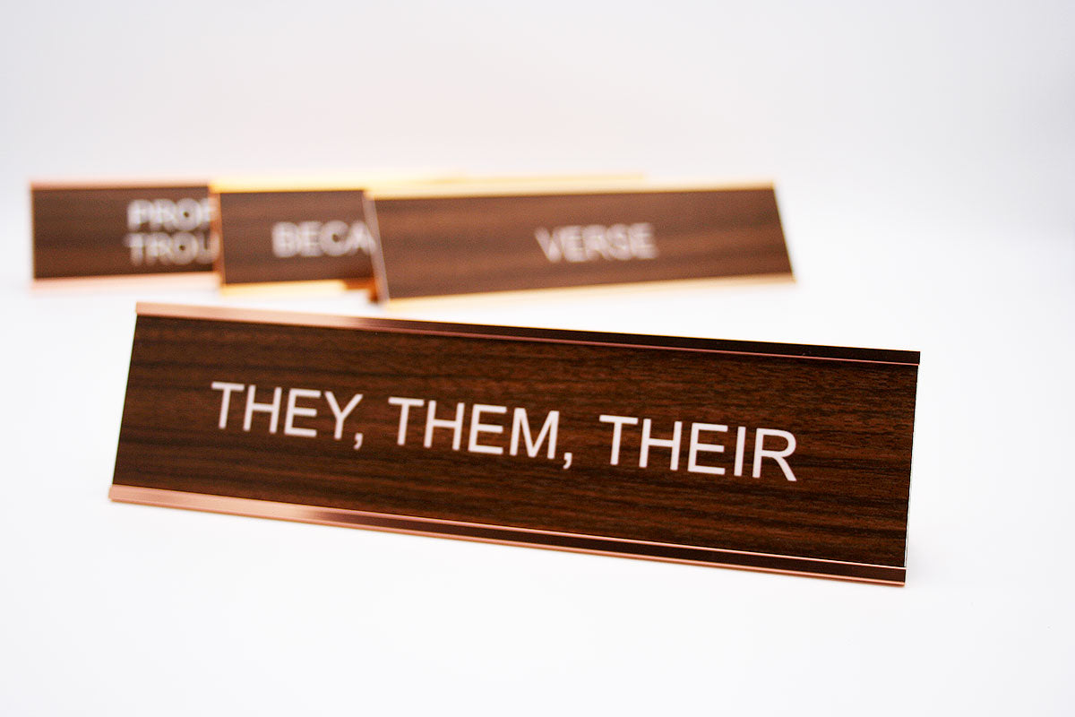 They Them Their Desk Name Plate